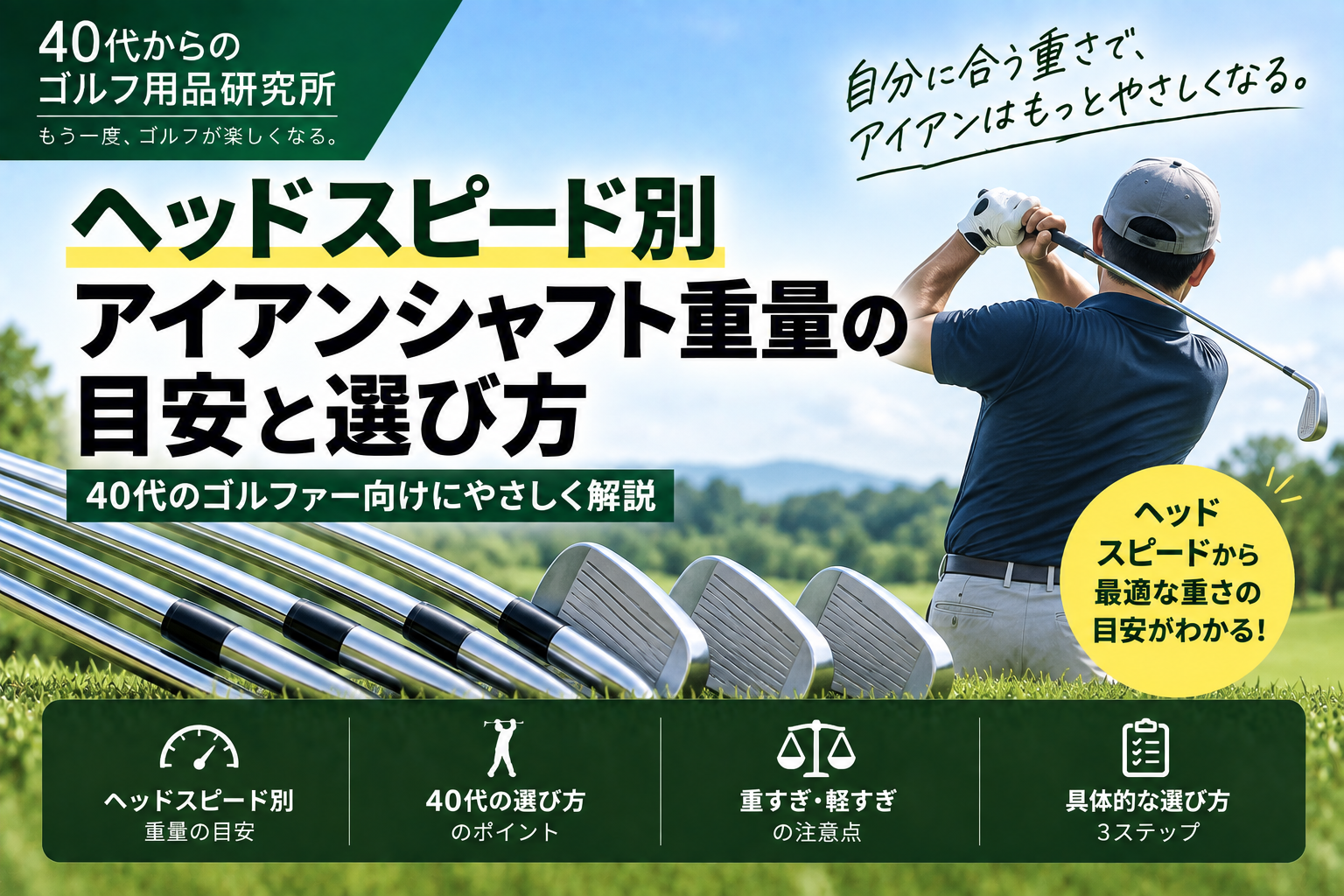 ヘッドスピード別｜40代のアイアンシャフト重量の目安と選び方
